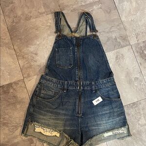We The Free Blue Denim Overalls